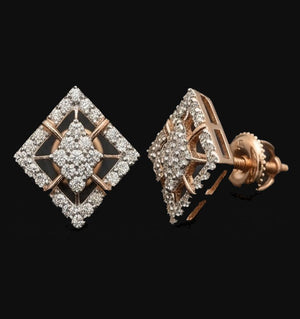 Contemporary 14kt Gold Square Diamond Halo Studs | IGI Certified Jewelry, Gross Wt: 4.24, Net Wt: 4.05, Diamond. Wt 0.95 Contemporary 14kt Gold Square Diamond Halo Studs | IGI Certified Jewelry, Gross Wt: 4.24, Net Wt: 4.05, Diamond. Wt 0.95