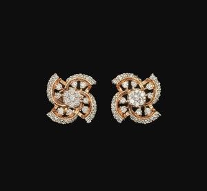 14KT Gold Floral Pinwheel Diamond Earrings | IGI Certified Diamond Studs, Gross Wt: 4.42, Net Wt: 4.244, Diamond. Wt 0.88 14KT Gold Floral Pinwheel Diamond Earrings | IGI Certified Diamond Studs, Gross Wt: 4.42, Net Wt: 4.244, Diamond. Wt 0.88