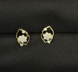 14KT Yellow Gold Diamond Eye Earrings | Floral Center Geometric Studs, Gross Wt: 2.21, Net Wt: 2.134, Diamond. Wt 0.38 14KT Yellow Gold Diamond Eye Earrings | Floral Center Geometric Studs, Gross Wt: 2.21, Net Wt: 2.134, Diamond. Wt 0.38