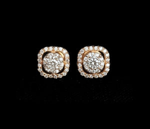 Elegant 14K Gold Triple Diamond Circle Drop Earrings | Vertical Halo Studs, Gross Wt: 3.68, Net Wt: 3.516, Diamond. Wt 0.82 Elegant 14K Gold Triple Diamond Circle Drop Earrings | Vertical Halo Studs, Gross Wt: 3.68, Net Wt: 3.516, Diamond. Wt 0.82