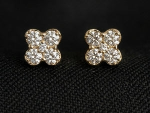 Dainty 14KT Gold Clover Diamond Stud Earrings | IGI Certified, Gross Wt: 1.52, Net Wt: 1.45, Diamond. Wt 0.35 Dainty 14KT Gold Clover Diamond Stud Earrings | IGI Certified, Gross Wt: 1.52, Net Wt: 1.45, Diamond. Wt 0.35