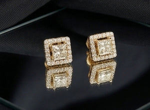 14KT Gold Geometric Starburst Diamond Studs | IGI Certified, Gross Wt: 3.08, Net Wt: 2.7, Diamond. Wt 1.9 14KT Gold Geometric Starburst Diamond Studs | IGI Certified, Gross Wt: 3.08, Net Wt: 2.7, Diamond. Wt 1.9