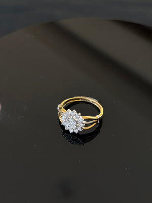 14K Gold Diamond Floral Ring with IGI Certified 0.25 ct Diamonds, 1.01g Net Gold 14K Gold Diamond Floral Ring with IGI Certified 0.25 ct Diamonds, 1.01g Net Gold