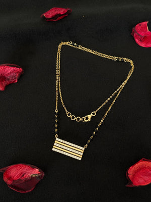 14K Gold Diamond Mangalsutra with Statement Bar Pendant , IGI Certified 0.53 ct Diamonds, 7.48g Net Gold 14K Gold Diamond Mangalsutra with Statement Bar Pendant , IGI Certified 0.53 ct Diamonds, 7.48g Net Gold