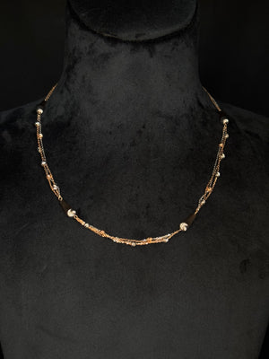 18K Gold Multi-Strand Station Necklace with Tapered Drops - Elegant & Unique 18K Gold Multi-Strand Station Necklace with Tapered Drops - Elegant & Unique