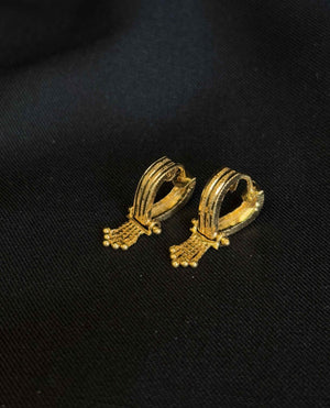 22K Gold Hoop Earrings with Intricate Floral & Dangling Details - Traditional Indian Design 22K Gold Hoop Earrings with Intricate Floral & Dangling Details - Traditional Indian Design