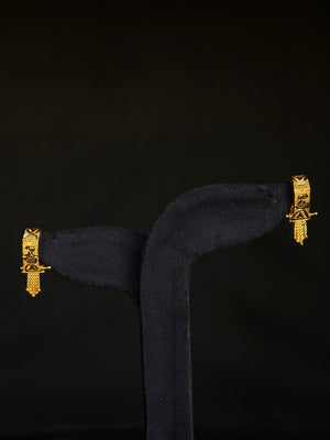 22K Gold Filigree Bali Earrings with Bead Tassel Drops | Traditional Indian Hoops 22K Gold Filigree Bali Earrings with Bead Tassel Drops | Traditional Indian Hoops