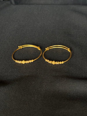 22K Gold Kids' Fancy Kadli Bangle Set (Adjustable) 22K Gold Kids' Fancy Kadli Bangle Set (Adjustable)