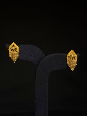Artisan 22K Gold Stud Earrings with Dangling Details - Cultural Elegance. Artisan 22K Gold Stud Earrings with Dangling Details - Cultural Elegance.