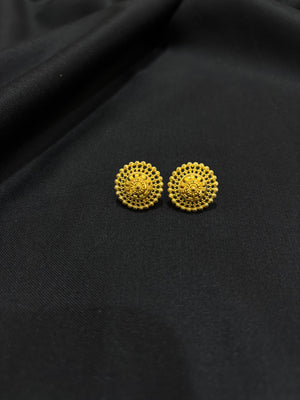 22K Gold Round Stud Earrings with Intricate Filigree Design - Traditional Indian Jewelry 22K Gold Round Stud Earrings with Intricate Filigree Design - Traditional Indian Jewelry
