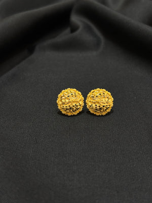 22K Gold Antique Design Stud Earrings - Traditional Indian Temple Jewelry 22K Gold Antique Design Stud Earrings - Traditional Indian Temple Jewelry