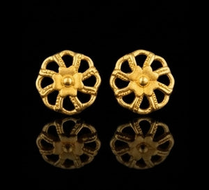 22K Gold Floral Teardrop Filigree Earrings | Traditional Beaded Gold Drops 22K Gold Floral Teardrop Filigree Earrings | Traditional Beaded Gold Drops