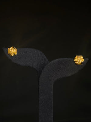 22K Gold Hexagonal Stud Earrings. 22K Gold Hexagonal Stud Earrings.