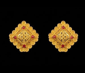 22K Yellow Gold Geometric Filigree Drop Earrings | Traditional Textured Jewelry 22K Yellow Gold Geometric Filigree Drop Earrings | Traditional Textured Jewelry