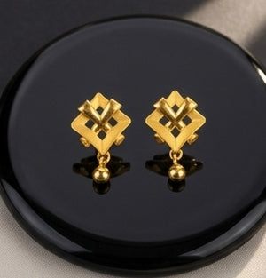 22K Gold Modern High-Polish Abstract Drop Earrings | Sleek Fluid Design Jewelry 22K Gold Modern High-Polish Abstract Drop Earrings | Sleek Fluid Design Jewelry