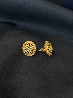 22K Gold Domed Stud Earrings with Radial Design 22K Gold Domed Stud Earrings with Radial Design