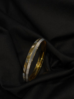 22K Gold Sikh Kara - Modern Design with Two-Tone Detailing 22K Gold Sikh Kara - Modern Design with Two-Tone Detailing