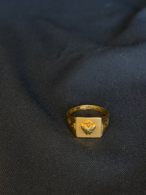 22K Gold Men's Signet Ring-2 with Emblem Design - Classic & Distinguished 22K Gold Men's Signet Ring-2 with Emblem Design - Classic & Distinguished