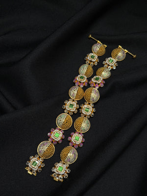 22K Gold Antique Bangles with Gemstone Accents - Traditional Indian Jewelry 22K Gold Antique Bangles with Gemstone Accents - Traditional Indian Jewelry