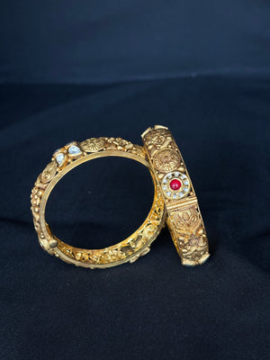 22K Gold Bangle Set with Gemstones - Gift Ready 22K Gold Bangle Set with Gemstones - Gift Ready