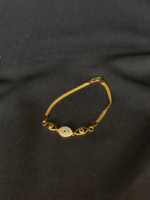 22K Gold Evil Eye Bracelet with CZ Accents 22K Gold Evil Eye Bracelet with CZ Accents