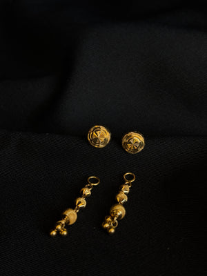 22K Gold Convertible Stud & Dangle Earrings - Versatile Indian Jewelry 22K Gold Convertible Stud & Dangle Earrings - Versatile Indian Jewelry