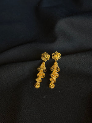 22K Gold Floral Jhumka Earrings with Intricate Filigree - Traditional Indian Design 22K Gold Floral Jhumka Earrings with Intricate Filigree - Traditional Indian Design