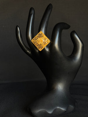 22K Gold Handcrafted Cocktail Ghat Ring - Traditional Indian Design 22K Gold Handcrafted Cocktail Ghat Ring - Traditional Indian Design