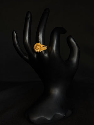22K Gold Halo Ring with Intricate Detailing - Classic Elegance 22K Gold Halo Ring with Intricate Detailing - Classic Elegance