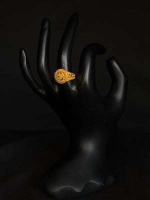 22K Gold Halo Ring with Intricate Detailing - Classic Elegance 22K Gold Halo Ring with Intricate Detailing - Classic Elegance