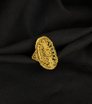 WoGents 22K Gold Circular Medallion Ring | Intricate Textured Statement Piece WoGents 22K Gold Circular Medallion Ring | Intricate Textured Statement Piece