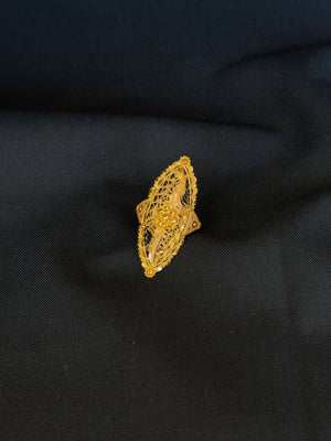 22K Gold Elongated Cocktail Ring with Intricate Filigree & Floral Design 22K Gold Elongated Cocktail Ring with Intricate Filigree & Floral Design