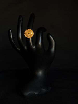22K Gold traditional Round Floral Ring - Traditional & Elegant Design 22K Gold traditional Round Floral Ring - Traditional & Elegant Design