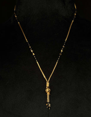 22K Gold and Black Bead Mangalsutra Necklace with Stylish Pendant 22K Gold and Black Bead Mangalsutra Necklace with Stylish Pendant