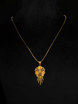 22K Gold Handcrafted Floral Pendant - Traditional Design with Artisan Details (Without Chain) 22K Gold Handcrafted Floral Pendant - Traditional Design with Artisan Details (Without Chain)