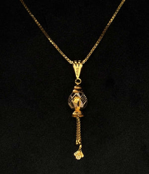 22K Gold Filigree Pendant with Dangling Beads (Without Chain) 22K Gold Filigree Pendant with Dangling Beads (Without Chain)