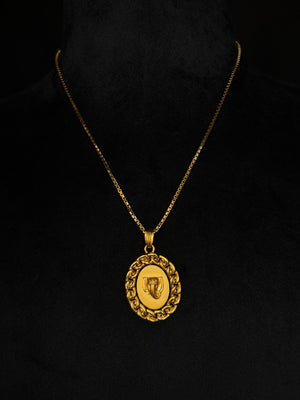 22K Gold Medallion Pendant - Textured Chain Border & Central Motif (Without Chain) 22K Gold Medallion Pendant - Textured Chain Border & Central Motif (Without Chain)