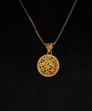 22K Gold Intricate Filigree Pendant - Delicate Floral Pattern (Without Chain) 22K Gold Intricate Filigree Pendant - Delicate Floral Pattern (Without Chain)