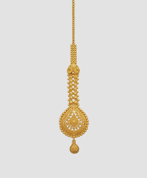 22KT Gold Teardrop Maang Tikka | Embossed Traditional Gold Jewelry 22KT Gold Teardrop Maang Tikka | Embossed Traditional Gold Jewelry