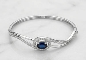 92.5 Silver Sapphire-Blue Swirl Statement Bangle 92.5 Silver Sapphire-Blue Swirl Statement Bangle