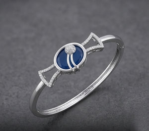 Celestial Azure 92.5 Sterling Silver Art-Deco Bangle Celestial Azure 92.5 Sterling Silver Art-Deco Bangle