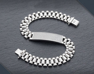 Stardust Pave Sterling Silver Men’s President Bracelet Stardust Pave Sterling Silver Men’s President Bracelet