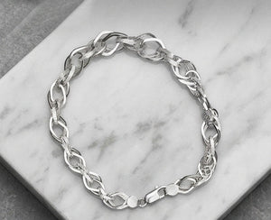 Hand-Carved Texture Sterling Silver Link Bracelet Hand-Carved Texture Sterling Silver Link Bracelet