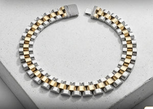 Presidential Two-Tone Sterling Silver Gents Link Bracelet Presidential Two-Tone Sterling Silver Gents Link Bracelet