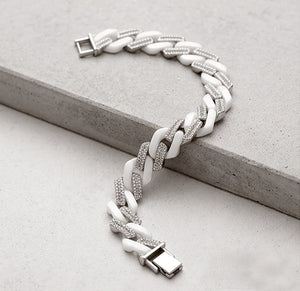 Iced Frost Ceramic & Sterling Silver Gents Cuban Bracelet Iced Frost Ceramic & Sterling Silver Gents Cuban Bracelet