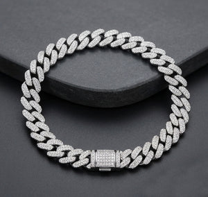 Diamond-Ice Sterling Silver Gents Cuban Bracelet Diamond-Ice Sterling Silver Gents Cuban Bracelet
