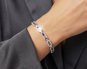 Sparkling Pavé Link Sterling Silver Ladies Bracelet Sparkling Pavé Link Sterling Silver Ladies Bracelet