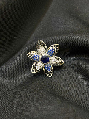 92.5 sterling silver exquisite floral brooch with Blue Stone, crafted in 92.5 sterling silver 92.5 sterling silver exquisite floral brooch with Blue Stone, crafted in 92.5 sterling silver