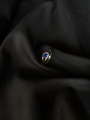 92.5 Sterling Silver Blue Sapphire CZ Ring with Rhodium Polish 92.5 Sterling Silver Blue Sapphire CZ Ring with Rhodium Polish