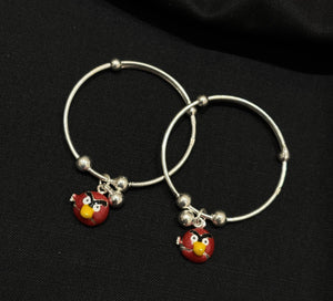 92.5 Sterling Silver Baby Bangles with Fun Cartoon Charms – Adjustable & Safe for Infants 92.5 Sterling Silver Baby Bangles with Fun Cartoon Charms – Adjustable & Safe for Infants